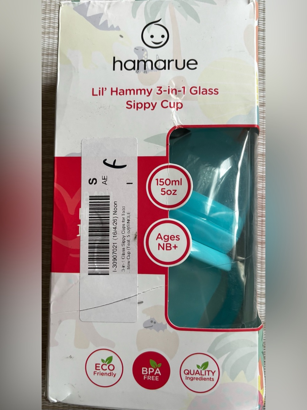Lil' Hammy 3-in-1 Glass Sippy Cup - Teal